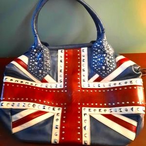 LARGE CHARMING CHARLIE PURSE UNION JACK STUDDED